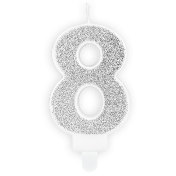 Number Candle - 8 - Silver